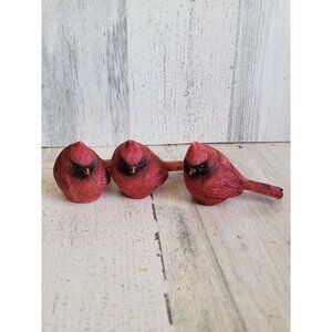 Red cardinal miniature bird figurine Xmas set home decor